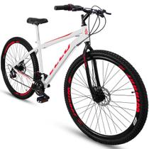 Bicicleta Aro 29 Freio a Disco 21M. Velox Branca/Vermelho - Ello Bike