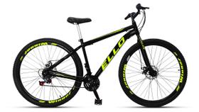 Bicicleta Aro 29 Freio a Disco 21M. Velox Preto/Amarelo Limão - Ello Bike