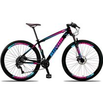 Bicicleta Aro 29 Freio A Disco Hidráulico 24 Velocidades Shimano Tx800 Cor:azul E Rosatamanho:19"