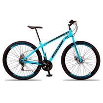 Bicicleta Aro 29 Freio A Disco Traseiro Shimano Aço 21 Velocidades Azul Celeste