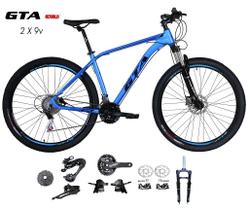 Bicicleta Aro 29 GTA Insane Kit 2x9 Gta Sunrun Freio Disco K7 11/36 Pedivela 24/38d Garfo com Trava - Azul