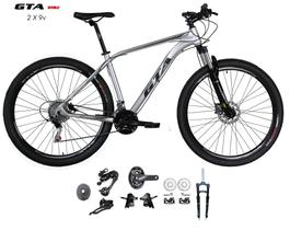 Bicicleta Aro 29 GTA Insane Kit 2x9 Gta Sunrun Freio Disco K7 11/36 Pedivela 24/38d Garfo com Trava - Prata