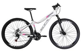 Bicicleta Aro 29 Gta Start Alumínio 27v K7 Freio a Disco Mecânico Garfo com Suspensão - Branco/Cinza/Rosa