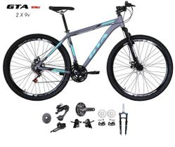 Bicicleta Aro 29 GTA Start Kit 2x9 Gta Sunrun Freio Disco K7 11/36 Pedivela 24/38d Garfo com Trava - Cinza