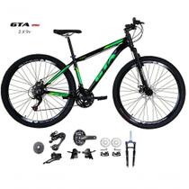 Bicicleta Aro 29 Gta Start Kit 2x9 Gta Sunrun Freio Disco K7 11/36 Pedivela 24/38d Garfo Com Trava - Preto/verde Tam.15 Bicicleta Aro 29 Gta Start Kit 2x9 Gta Sunrun Freio Disco K7 11/36 Pedivela 24/38d Garfo Com Trava - Preto/verde Tam.15