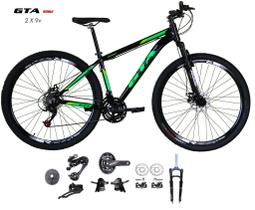 Bicicleta Aro 29 GTA Start Kit 2x9 Gta Sunrun Freio Disco K7 11/36 Pedivela 24/38d Garfo com Trava - Preto/Verde