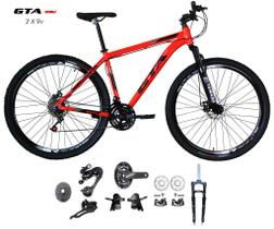 Bicicleta Aro 29 Gta Start Kit 2x9 Gta Sunrun Freio Disco K7 Garfo com Trava Vermelho