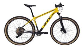 Bicicleta Aro 29 Gti Roma 12v Garfo com Trava K7 11/50 Freios Hidráulicos Kit 1x12 Pneu com Faixa Bege - Amarelo/Preto