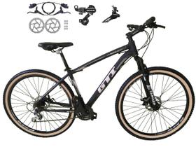 Bicicleta Aro 29 Gti Roma 21v Alumínio Câmbios Shimano Freio a Disco Hidráulico Garfo Com Suspensão com Pneu Faixa Bege - Preto/Cinza