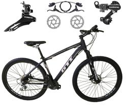 Bicicleta Aro 29 GTI Roma 21v Câmbios Shimano Freio a Disco Hidráulico Alumínio Garfo Com Suspensão - Preto/Cinza