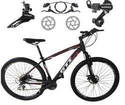 Bicicleta Aro 29 GTI Roma 21v Câmbios Shimano Freio a Disco Hidráulico Alumínio Garfo Com Suspensão - Preto/Vermelho Bicicleta Aro 29 GTI Roma 21v Câmbios Shimano Freio a Disco Hidráulico Alumínio Garfo Com Suspensão - Preto/Vermelho