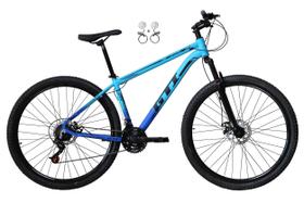 Bicicleta Aro 29 Gti Roma 21v Freio a Disco Hidráulico Alumínio Garfo Suspensão - Azul/Azul