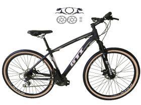 Bicicleta Aro 29 Gti Roma 21v Freio a Disco Hidráulico Alumínio Garfo Suspensão com Pneu Faixa Bege - Preto/Cinza Bicicleta Aro 29 Gti Roma 21v Freio a Disco Hidráulico Alumínio Garfo Suspensão com Pneu Faixa Bege - Preto/Cinza
