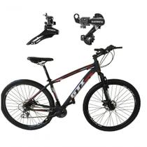 Bicicleta Aro 29 Gti Roma 21v Freio Disco Câmbios Shimano Garfo Suspensão - Preto-vermelho Bicicleta Aro 29 Gti Roma 21v Freio Disco Câmbios Shimano Garfo Suspensão - Preto-vermelho