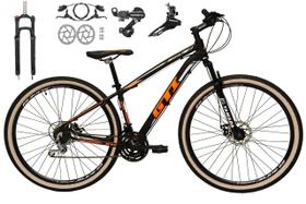 Bicicleta Aro 29 Gti Roma 24v K7 Câmbios Shimano Freio Hidráulico Garfo com Trava com Pneu Faixa Bege - Preto/Laranja