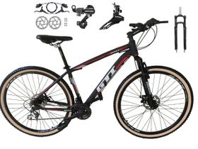 Bicicleta Aro 29 Gti Roma 24v K7 Câmbios Shimano Freio Hidráulico Garfo com Trava com Pneu Faixa Bege - Preto/Vermelho Bicicleta Aro 29 Gti Roma 24v K7 Câmbios Shimano Freio Hidráulico Garfo com Trava com Pneu Faixa Bege - Preto/Vermelho