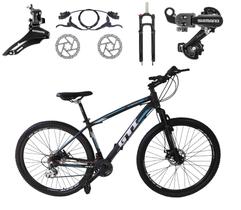 Bicicleta Aro 29 Gti Roma 24v K7 Câmbios Shimano Freio Hidráulico Garfo com Trava - Preto/Azul