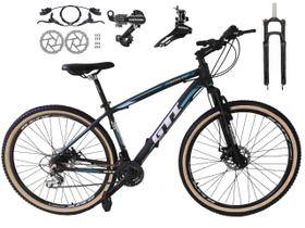 Bicicleta Aro 29 Gti Roma 24v K7 Câmbios Shimano Freio Hidráulico Garfo com Trava - Preto/Azul