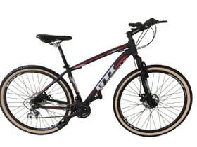 Bicicleta Aro 29 Gti Roma Alumínio 21v Freio a Disco Garfo Suspensão com Pneu Faixa Bege - Preto/Vermelho Bicicleta Aro 29 Gti Roma Alumínio 21v Freio a Disco Garfo Suspensão com Pneu Faixa Bege - Preto/Vermelho