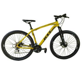 Bicicleta Aro 29 GTI Roma Alumínio 21v Freio a Disco Garfo Suspensão Mountain Bike - Amarelo - Tam. 19