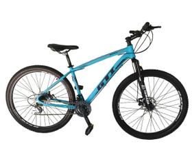 Bicicleta Aro 29 GTI Roma Alumínio 21v Freio a Disco Garfo Suspensão Mountain Bike - Azul - Tam. 17