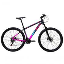 Bicicleta Aro 29 Gti Roma Alumínio 21v Freio A Disco Garfo Suspensão - Preto/rosa Tam.19 Bicicleta Aro 29 Gti Roma Alumínio 21v Freio A Disco Garfo Suspensão - Preto/rosa Tam.19