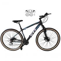 Bicicleta Aro 29 Gti Roma Alumínio 21v Freio A Disco Hidráulico Garfo Com Suspensão Pneu Faixa - Preto-azul Bicicleta Aro 29 Gti Roma Alumínio 21v Freio A Disco Hidráulico Garfo Com Suspensão Pneu Faixa - Preto-azul