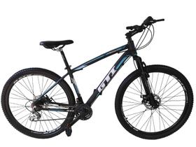 Bicicleta Aro 29 Gti Roma Alumínio 21v Freio a Disco Hidráulico Garfo com Suspensão - Preto/Azul