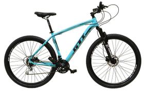 Bicicleta Aro 29 GTI Roma Alumínio 21v Freio a Disco Hidráulico Garfo Suspensão Mountain Bike - Azul - Tam. 17