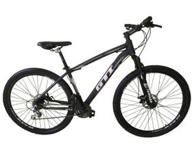 Bicicleta Aro 29 GTI Roma Alumínio 21v Freio a Disco Hidráulico Garfo Suspensão Mountain Bike - Preto/Cinza - Tam. 19