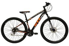 Bicicleta Aro 29 GTI Roma Alumínio 21v Freio a Disco Hidráulico Garfo Suspensão Mountain Bike - Preto/Laranja - Tam. 15