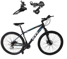 Bicicleta Aro 29 Gti Roma Alumínio 24v Câmbios Shimano Garfo Suspensão - Preto/Azul