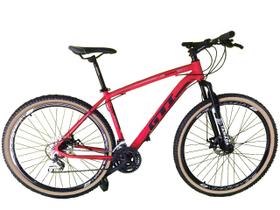 Bicicleta Aro 29 Gti Roma Alumínio 27v Freio a Disco Mecânico Garfo com Suspensão Pneu com Faixa Bege - Vermelho