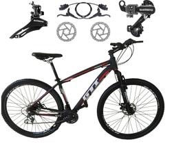 Bicicleta Aro 29 Gti Roma Alumínio Câmbios Shimano 21v Freios a Disco Hidráulicos Garfo Suspensão - Preto/Vermelho