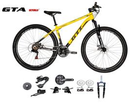 Bicicleta Aro 29 GTI Roma Kit 2x9 Gta Sunrun Freio Disco K7 11/36 Pedivela 24/38d Garfo com Trava - Amarelo/Preto