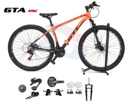 Bicicleta Aro 29 Gti Roma Kit 2x9 Gta Sunrun Freio Disco K7 Garfo com Trava Laranja/Preto