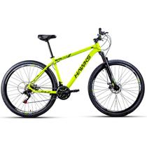 Bicicleta Aro 29 Hawks Aluminio 24 Marchas cor amarelo neon com preto Freio a Disco Tamanho 21 Bicicleta Aro 29 Hawks Aluminio 24 Marchas cor amarelo neon com preto Freio a Disco Tamanho 21