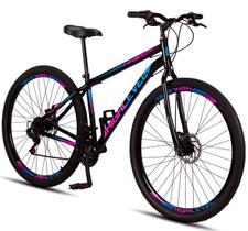 Bicicleta Aro 29 Highlevel Aço Carbono Freios A Disco 21 Marchas Preto Azul e Rosa Bicicleta Aro 29 Highlevel Aço Carbono Freios A Disco 21 Marchas Preto Azul e Rosa