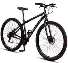 Bicicleta Aro 29 Highlevel Aço Carbono Freios A Disco 21 Marchas Preto e Cinza Bicicleta Aro 29 Highlevel Aço Carbono Freios A Disco 21 Marchas Preto e Cinza