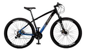 Bicicleta Aro 29 Ksw Alumínio 21 Vel Câmbios Shimano Preto, Azul e Prata Tamanho 15