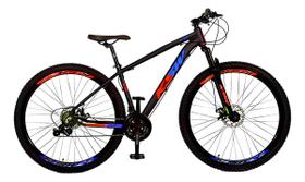 Bicicleta Aro 29 Ksw Alumínio 21 Vel Câmbios Shimano Preto e Vermelho, Azul Tamanho 15