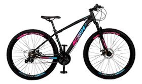 Bicicleta Aro 29 Ksw Alumínio 21 Vel Freio A Disco Preto e Rosa, Azul Tamanho 15