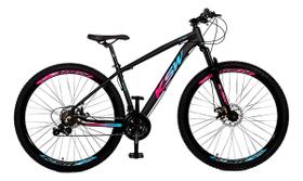 Bicicleta Aro 29 Ksw Aluminio 24 Vel Freio A Disco Preto e Rosa, Azul Tamanho 15