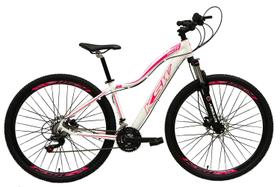 Bicicleta Aro 29 Ksw Feminina 24 Marchas Câmbios Shimano Freio Hidráulico Branca com Rosa Tam 17