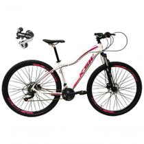 Bicicleta Aro 29 Ksw Mwza 24v Câmbio Shimano Acera K7 Garfo Trava Freio A Disco - Branco/pink/violeta Tam.15