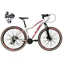 Bicicleta Aro 29 Ksw Mwza 24v Câmbio Shimano Acera K7 Garfo Trava Freio A Disco - Branco/pink/violeta Tam.17