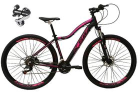 Bicicleta Aro 29 Ksw Mwza 24v Câmbio Shimano Acera K7 Garfo Trava Freio a Disco - Preto/Rosa