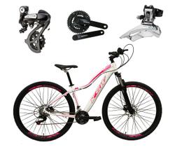 Bicicleta aro 29 Ksw Mwza Feminina Altus 24V Freio a Disco Hidráulico Garfo com Trava - Branco/Rosa