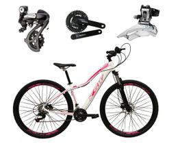 Bicicleta aro 29 Ksw Mwza Feminina Altus 24V Freio a Disco Hidráulico Garfo com Trava - Branco/Rosa