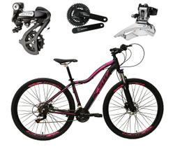 Bicicleta aro 29 Ksw Mwza Feminina Altus 24V Freio a Disco Hidráulico Garfo com Trava - Preto/Rosa